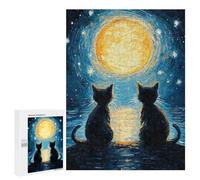 500 PCS Jigsaw Puzzles for Adults Cats Moon Starry Night Jigsaw for Adults Brain Teaser Game Birthday Present Difficult And Challenge 500 PCS