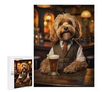 500 PCS Jigsaw Puzzles for Adults Cockapoo Dog in The Pub Jigsaw for Adults Brain Teaser Game Birthday Present Difficult And Challenge 500 PCS