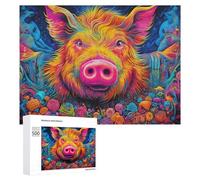 500 PCS Jigsaw Puzzles for Adults Colorful Abstract Pig Artwork Puzzles for Adults DIY Toys Home Decoration Difficult And Challenge 500 PCS
