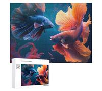 500 PCS Jigsaw Puzzles for Adults Colorful Betta Fish in Aquatic Art Jigsaw for Adults Family Games Presents for Women Parent-child Interaction 500 PCS