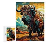 500 PCS Jigsaw Puzzles for Adults Colorful Bison Portrait-2 Teenagers Puzzles Hands-on Game Improve Memory Parent-child Interaction 500 PCS