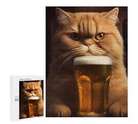 500 PCS Jigsaw Puzzles for Adults Cute Cat Drinking Beer Jigsaw for Adults Relax Games Hand Speed Race for Is Ideal As A Gift 500 PCS