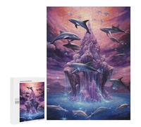 500 PCS Jigsaw Puzzles for Adults Dolphins Around An Enchanted Island Jigsaw for Adults Family Games Presents for Women Parent-child Interaction 500 PCS