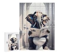 500 PCS Jigsaw Puzzles for Adults Elephant Reading Newspaper in Bathroom Puzzles for Adults DIY Toys Home Decoration Difficult And Challenge 500 PCS