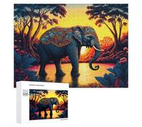 500 PCS Jigsaw Puzzles for Adults Enchanted Sunset Elephant Puzzles for Adults DIY Toys Home Decoration Difficult And Challenge 500 PCS