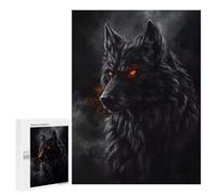 500 PCS Jigsaw Puzzles for Adults Fenrir - Black Wolf with Glowing Eyes Jigsaw Puzzle Hands-on Game But Fun And Humorous Birthday And Unique Gifts 500 PCS