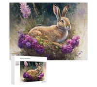 500 PCS Jigsaw Puzzles for Adults Floral Basket with Rabbit Jigsaw for Adults Family Games Presents for Women Parent-child Interaction 500 PCS