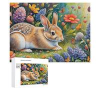 500 PCS Jigsaw Puzzles for Adults Floral Rabbit Garden Scene Puzzles for Adults DIY Toys Home Decoration Difficult And Challenge 500 PCS