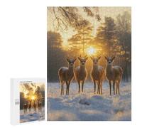 500 PCS Jigsaw Puzzles for Adults Four Deer at Sunset Jigsaws for Adults DIY Toys Analysis And Logic Unique Gifts for Birthday And Christmas 500 PCS