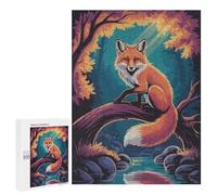 500 PCS Jigsaw Puzzles for Adults Fox on A Branch by A River Puzzle for Adults Anti-Stress Toys A Work of Art Difficult And Challenge 500 PCS