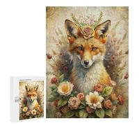 500 PCS Jigsaw Puzzles for Adults Fox Portrait with Floral Crown Puzzle for Adults Anti-Stress Toys A Work of Art Difficult And Challenge 500 PCS