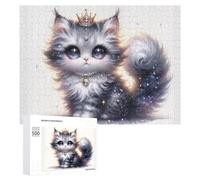 500 PCS Jigsaw Puzzles for Adults Galactic Kitten Crowned Jigsaw for Adults Family Games Presents for Women Parent-child Interaction 500 PCS