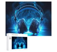 500 PCS Jigsaw Puzzles for Adults Glowing Blue Headphones with Neon Lights Jigsaw for Adults Relax Games For Family Fun for Is Ideal As A Gift 500 PCS