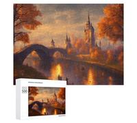 500 PCS Jigsaw Puzzles for Adults Golden Autumn Castle Reflections Teenagers Puzzles Hands-on Game Improve Memory Parent-child Interaction 500 PCS