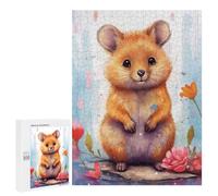 500 PCS Jigsaw Puzzles for Adults Golden Hamster in Flowers Jigsaws for Adults DIY Toys Analysis And Logic Unique Gifts for Birthday And Christmas 500 PCS