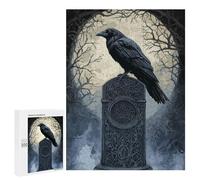 500 PCS Jigsaw Puzzles for Adults Gothic Raven on Stone Monument Puzzle for Adults Anti-Stress Toys A Work of Art Difficult And Challenge 500 PCS