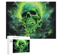 500 PCS Jigsaw Puzzles for Adults Green Glowing Skull Artwork Puzzles for Adults DIY Toys Home Decoration Difficult And Challenge 500 PCS
