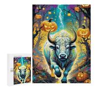 500 PCS Jigsaw Puzzles for Adults Halloween Bull in Forest Jigsaw for Adults Relax Games For Family Fun for Is Ideal As A Gift 500 PCS