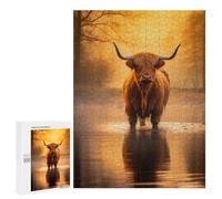 500 PCS Jigsaw Puzzles for Adults Highland Cow in The Water Jigsaws for Adults DIY Toys Analysis And Logic Unique Gifts for Birthday And Christmas 500 PCS