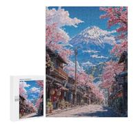 500 PCS Jigsaw Puzzles for Adults Japanese Sakura Bloom Fuji Jigsaw for Adults Relax Games Hand Speed Race for Is Ideal As A Gift 500 PCS