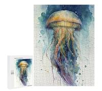500 PCS Jigsaw Puzzles for Adults Jellyfish Watercolor Jigsaw for Adults Relax Games Hand Speed Race for Is Ideal As A Gift 500 PCS