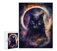 500 PCS Jigsaw Puzzles for Adults Jigsaw A Lunar Black Cat Adult Jigsaw Brain Teaser Game Hand Speed Race Challenging Game Gifts 500 PCS