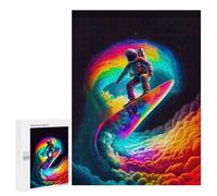 500 PCS Jigsaw Puzzles for Adults Jigsaw Astronaut Surfing Rainbow Wave -4 Adult Puzzles Anti-Stress Toys Difficult Hard Challenging Game Gifts 500 PCS