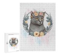 500 PCS Jigsaw Puzzles for Adults Jigsaw Chartreux Cat Painting Adult Jigsaw Puzzle Brain Teaser Game Wall Decoration Fun at Home Activities, 500 PCS