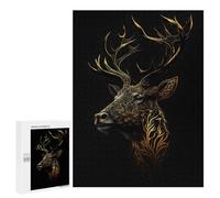 500 PCS Jigsaw Puzzles for Adults Jigsaw Deer Gold Black Poster Adult Puzzles Relaxing Games Enhance Memory Christmas Birthday Gifts 500 PCS