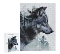 500 PCS Jigsaw Puzzles for Adults Jigsaw Double Exposure Wolf Adult Jigsaw Brain Teaser Game Hand Speed Race Challenging Game Gifts 500 PCS