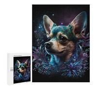 500 PCS Jigsaw Puzzles for Adults Jigsaw Galactic Chihuahua with Flowers -5 Adult Puzzles Relaxing Games Enhance Memory Christmas Birthday Gifts 500 PCS