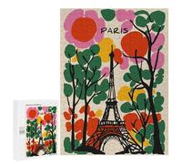 500 PCS Jigsaw Puzzles for Adults Jigsaw Paris Eiffel Tower Colorful Illustration Adult Puzzles Relaxing Games Enhance Memory Christmas Birthday Gifts 500 PCS