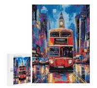 500 PCS Jigsaw Puzzles for Adults Jigsaw Pop Art London Bus with Big Ben Backdrop Adult Puzzles Anti-Stress Toys Difficult Hard Challenging Game Gifts 500 PCS