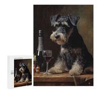 500 PCS Jigsaw Puzzles for Adults Jigsaw Schnauzer Enjoying Wine Adult Puzzles Anti-Stress Toys Difficult Hard Challenging Game Gifts 500 PCS