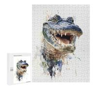 500 PCS Jigsaw Puzzles for Adults Jigsaw Smiling Alligator Watercolor Adult Jigsaw Puzzle Anti-Stress Toys Staycation Kill Time Fun at Home Activities, 500 PCS