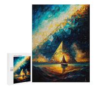 500 PCS Jigsaw Puzzles for Adults Jigsaw Triangle Pyramid Painting Adult Jigsaw Brain Teaser Game Hand Speed Race Challenging Game Gifts 500 PCS