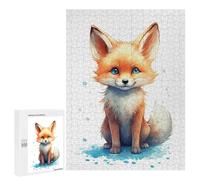 500 PCS Jigsaw Puzzles for Adults Jigsaw Watercolor Baby Fox Art Adult Jigsaw Brain Teaser Game Hand Speed Race Challenging Game Gifts 500 PCS