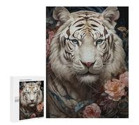 500 PCS Jigsaw Puzzles for Adults Jigsaw White Tiger Floral Bliss Adult Jigsaw Brain Teaser Game Hand Speed Race Challenging Game Gifts 500 PCS