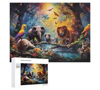 500 PCS Jigsaw Puzzles for Adults Jungle Symphony A Vibrant Wildlife Gathering Jigsaw for Adults Family Games Presents for Women Parent-child Interaction 500 PCS