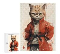 500 PCS Jigsaw Puzzles for Adults Karate Cat in Uniform Jigsaw for Adults Brain Teaser Game Birthday Present Difficult And Challenge 500 PCS