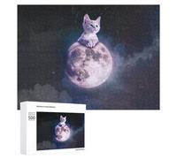 500 PCS Jigsaw Puzzles for Adults Kitten on The Moon Jigsaw for Adults Relax Games For Family Fun for Is Ideal As A Gift 500 PCS