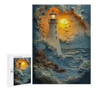 500 PCS Jigsaw Puzzles for Adults Lighthouse in Stormy Sea Jigsaw Puzzle Hands-on Game But Fun And Humorous Birthday And Unique Gifts 500 PCS