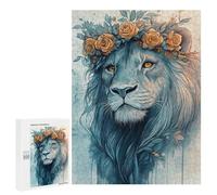 500 PCS Jigsaw Puzzles for Adults Lion with Floral Crown Jigsaw for Adults Relax Games Hand Speed Race for Is Ideal As A Gift 500 PCS