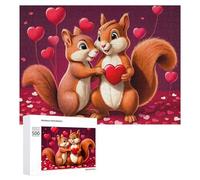 500 PCS Jigsaw Puzzles for Adults Love Hearts Squirrel Couple Jigsaw for Adults Family Games Presents for Women Parent-child Interaction 500 PCS