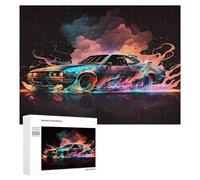 500 PCS Jigsaw Puzzles for Adults Neon Car Art Print Teenagers Puzzles Hands-on Game Improve Memory Parent-child Interaction 500 PCS
