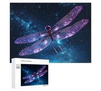 500 PCS Jigsaw Puzzles for Adults Neon Dragonfly in Starry Sky Teenagers Puzzles Hands-on Game Improve Memory Parent-child Interaction 500 PCS