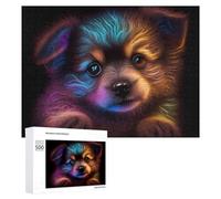 500 PCS Jigsaw Puzzles for Adults Neon Pup Vibrant Digital Art Teenagers Puzzles Hands-on Game Improve Memory Parent-child Interaction 500 PCS
