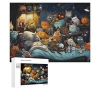 500 PCS Jigsaw Puzzles for Adults Nightmare Cat Gathering Teenagers Puzzles Hands-on Game Improve Memory Parent-child Interaction 500 PCS