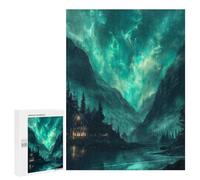 500 PCS Jigsaw Puzzles for Adults Nordic Nature Aurora Jigsaw for Adults Brain Teaser Game Birthday Present Difficult And Challenge 500 PCS