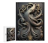500 PCS Jigsaw Puzzles for Adults Octopus Golden Art Deco Puzzle for Adults DIY Toys Precision Cutting Unique Gifts for Birthday And Christmas 500 PCS